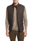Quilted Snap-Front Waistcoat, Mahogany
