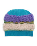 Fuzzy Striped Knit Hat