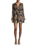 Audrey Himalayan Floral-Print Mini Dress, Multi
