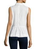 Embroidered Sleeveless Peplum Top