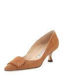 Bottopla Square-Detail Suede Pump, Luggage