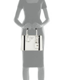 Bicolor Saffiano Lux Tote Bag, White/Black (Bianco/Nero)