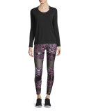 Bondage Paneled High-Rise Legging, Purple Cheetah