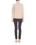 Turtleneck Sweater W/Contrast Patches, Cream
