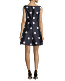 sleeveless polka dot fit-and-flare dress