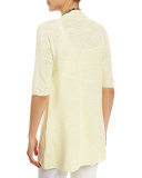 Half-Sleeve Slub Open-Front Cardigan