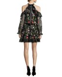 Adeline Embroidered Garden Dress, Black