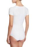 UPF 50+ Short-Sleeve Zip Swimsuit