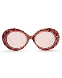 Iris Mirrored Oval Sunglasses, Pink/Rose Gold
