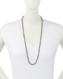 Faceted Round Black Diamond Necklace, 32"