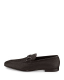 Woven Leather Bit-Strap Loafer, Dark Brown