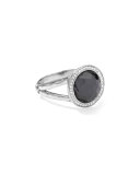 Stella Mini Lollipop Ring in Hematite Doublet with Diamonds, 0.15