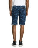 Distressed Fleece Shorts, Natural Indigo