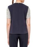 Cross-Stitch Short-Sleeve Blouse, Cliff/Chalk