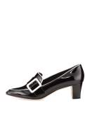 Teno Patent Buckle Loafer, Black/White