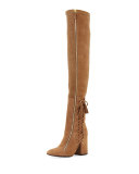 Maren Side-Lace Over-The-Knee Boot, Tan