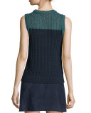 Carmen Colorblock Cable-Knit Tank, Teal