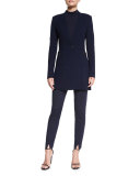 Milano Pique Knit V-Neck Jacket, Navy
