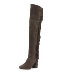 Jodi Fringe Suede Over-The-Knee Boot, Smoke