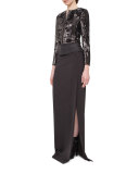 Sequined Zip-Front Jacket, Black