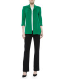 3/4-Sleeve Wing-Collar Jacket, Green