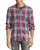 Plaid Western Shirt, Graffiti Red Plaid