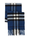 Kid's Check Cashmere Scarf, Blue