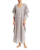 Mossell Embroidered Long Caftan, Frost