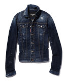 Distressed Button-Down Jean Jacket, Blue