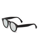 Leonard Round Mirrored Sunglasses, Black/Silver