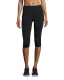 Paneled Mid-Rise Capri Leggings, Black