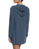 Striped Long-Sleeve Hooded Coverup