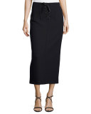 Jasper Lace-Up Scuba Pencil Midi Skirt 
