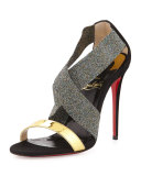 Elastigram Crisscross Red Sole Pump, Multi