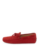 Suede Tie-Front Driver, Red