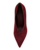 Portia Suede Pointed-Toe Pump, Oxblood