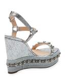 Cataconico 120mm Wedge Espadrille Red Sole Sandal, Silver