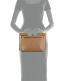Large Embossed Double-Pouch Crossbody Bag, Tan
