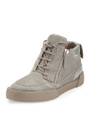 Men's Suede Mid-Top Sneaker, Light Gray