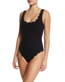 Palm Springs Scalloped One-Piece Swimsuit, Black