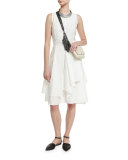 Sleeveless Tiered-Skirt A-Line Dress, White