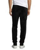 Velour Jogger Pants, Black