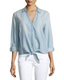 Crysta Chambray Tie-Hem Shirt