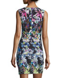 Astro-Garden Sleeveless Sheath Dress, White/Multi