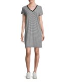 Short-Sleeve Striped Cotton Jersey Tee, Black/White