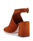 Suede Block-Heel Ankle-Strap Sandal