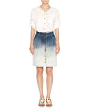Ombre Denim Skirt, Blue