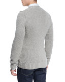 Cashmere-Wool V-Neck Sweater, Beige