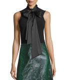Glynda Tie-Neck Fitted Sleeveless Top
