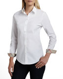 Check-Collar Blouse, White